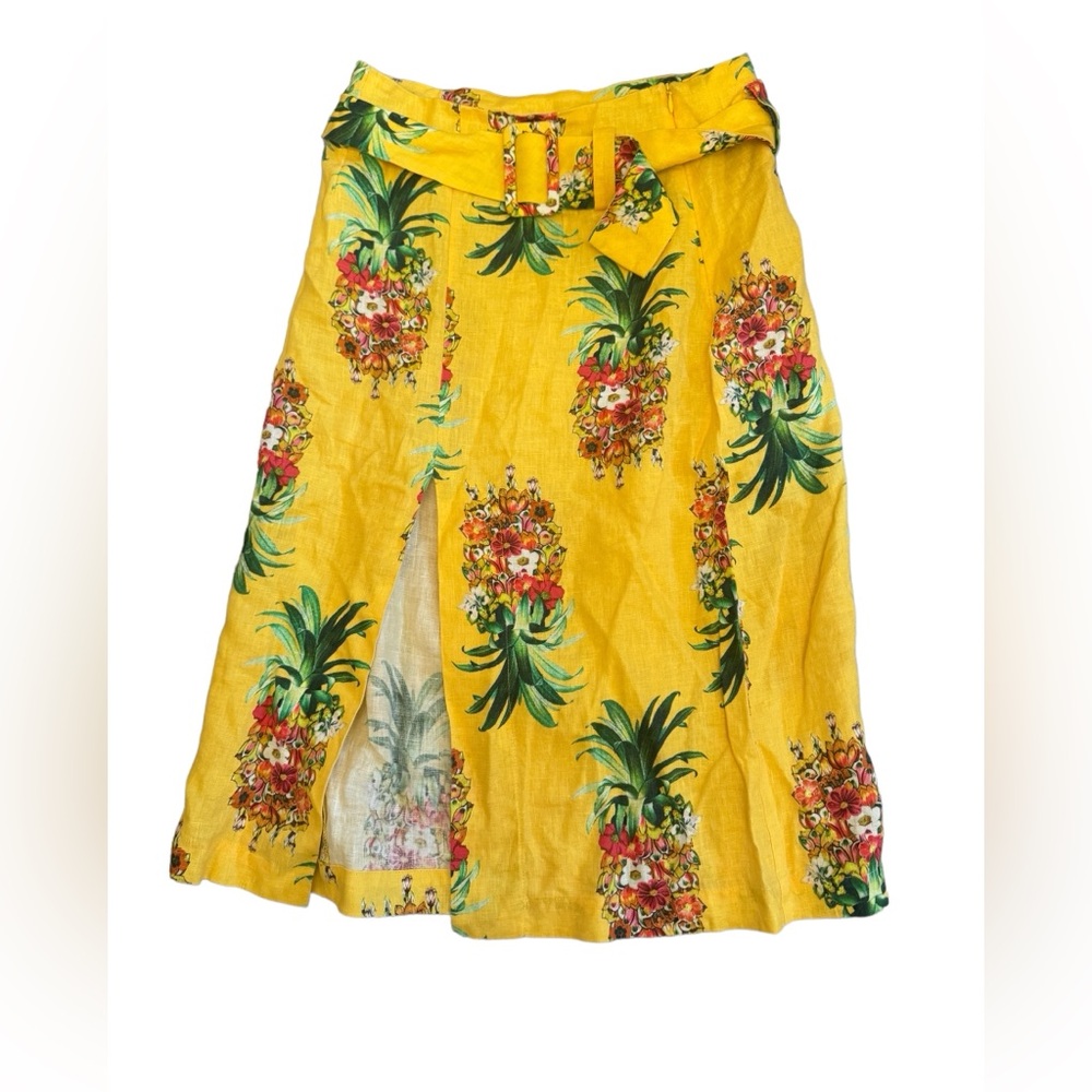 Farm Rio Pineapple skirt with slit and belt pineapple - Picture 2 of 4